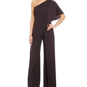 EUC Adrianna Papell Stretch One Shoulder Short Flutter Sleeve Jumpsuit (size 16)